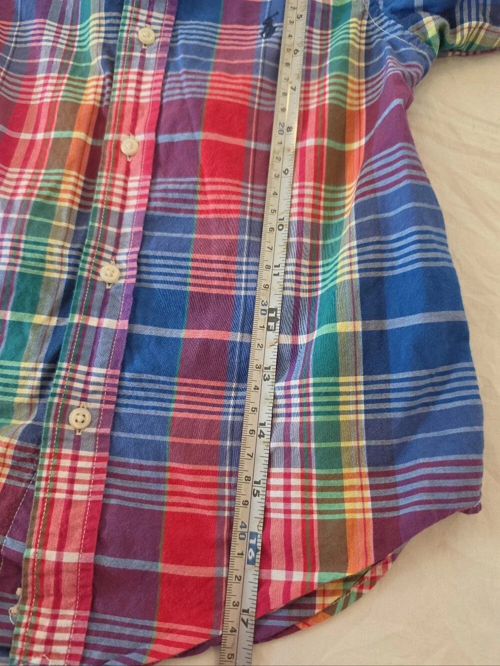RALPH LAUREN Boy's Plaid Shirt Size 4/4T 100% Cotton Long Sleeve
